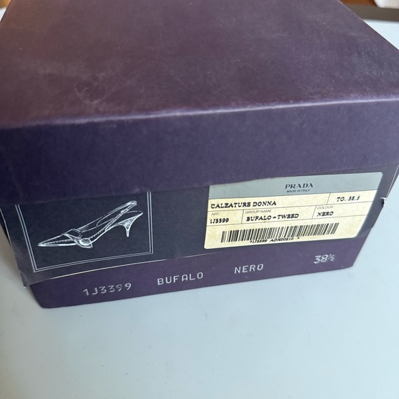 Prada VTG Y2K Tweed Leather Slingback Mid Heels Women’s 8 Black - Picture 8 of 9